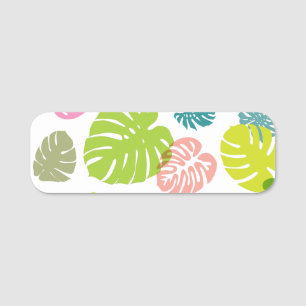 Multicolor Tropical Leaves Name Tag