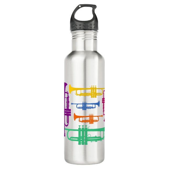 Multicolor Trumpet Brass Music Instrument 710 Ml Water Bottle (Front)