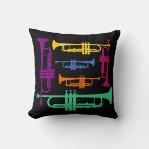 Multicolor Trumpet Brass Music Instrument Cushion
