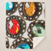 Multicolor vintage brooches on white backgroundbro