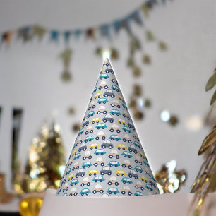 Multicolor Vintage Cars Cartoon Party Hat
