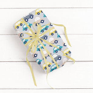 Multicolor Vintage Cars Cartoon Wrapping Paper