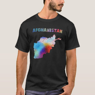 Multicolor Watercolor Afghanistan Map digital Artw T-Shirt