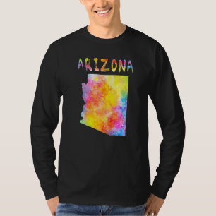 Multicolor Watercolor Arizona State Map Digital Ar T-Shirt