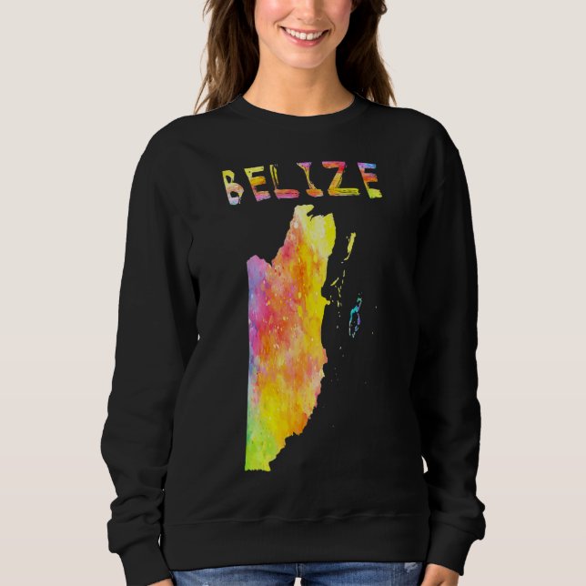 Multicolor Watercolor Belise Map Digital Artwork Sweatshirt (Front)