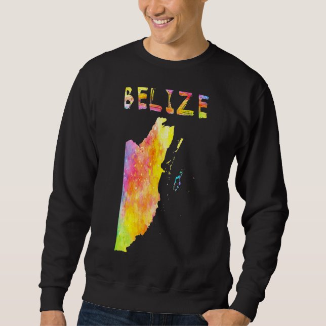 Multicolor Watercolor Belise Map Digital Artwork Sweatshirt (Front)