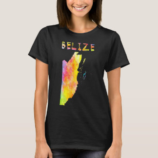 Multicolor Watercolor Belise Map Digital Artwork T-Shirt