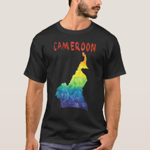 Multicolor Watercolor Cameroon Map digital Artwor T-Shirt