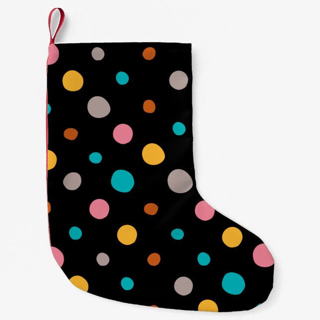 Multicolor Watercolor Dots 2 Small Christmas Stocking (Front)