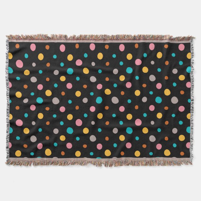 Multicolor Watercolor Dots 2 Throw Blanket (Front)