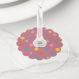 Multicolor Watercolor Dots 5 Wine Glass Tag