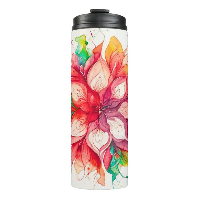 Multicolor Watercolor Floral boho Mandala Thermal Tumbler (Front)