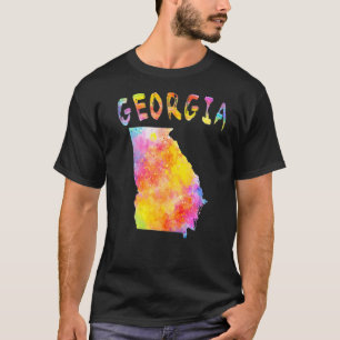 Multicolor Watercolor Georgia State Map Digital Ar T-Shirt