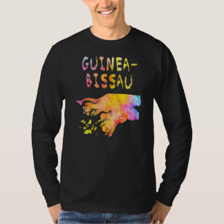 Multicolor Watercolor Guinea Bissau Map Digital Ar T-Shirt
