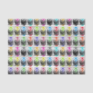 Multicolor watercolor hand drawn owl pattern tissue paper