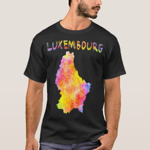 Multicolor Watercolor Luxembourg Map Digital Artwo T-Shirt