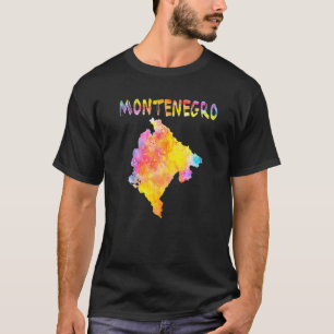 Multicolor Watercolor Montenegro Map Digital Artwo T-Shirt
