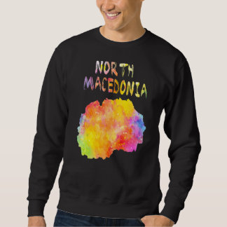 Multicolor Watercolor North Macedonia Map Digital Sweatshirt