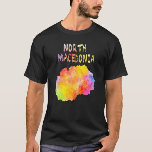 Multicolor Watercolor North Macedonia Map Digital T-Shirt