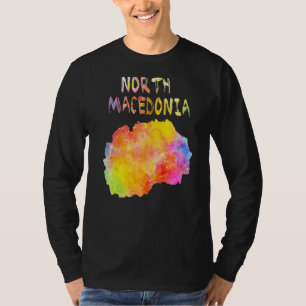 Multicolor Watercolor North Macedonia Map Digital T-Shirt
