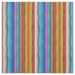 Multicolor Watercolor Stripes Pattern Fabric