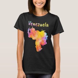 Multicolor Watercolor Venezuela Map digital Artwor T-Shirt