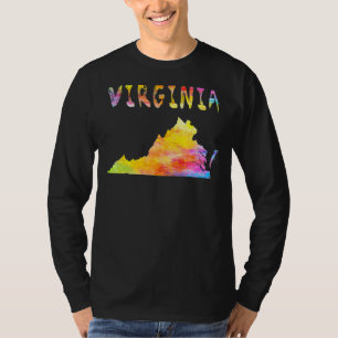 Multicolor Watercolor Virginia State Map Digital A T-Shirt