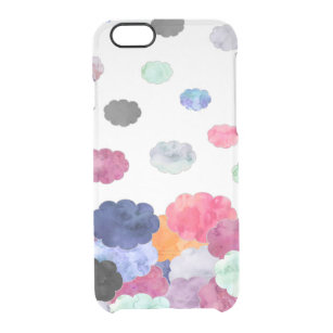 Multicolor whimsical watercolour clouds pattern clear iPhone 6/6S case