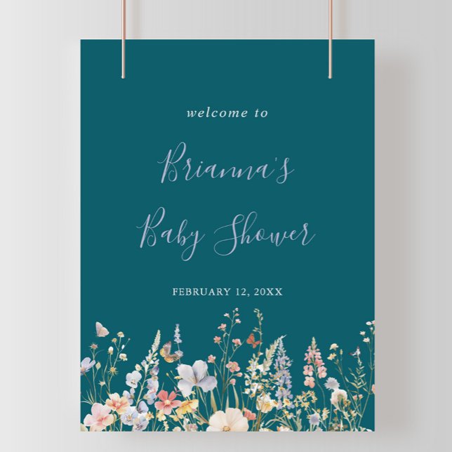 Multicolor Wildflower Green Baby Shower Welcome Poster (Creator Uploaded)