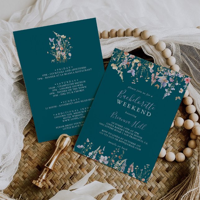 Multicolor Wildflower Green Bachelorette Weekend Invitation (Creator Uploaded)