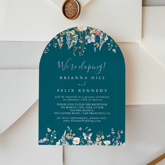 Multicolor Wildflower Green Elopement Reception Invitation (Creator Uploaded)