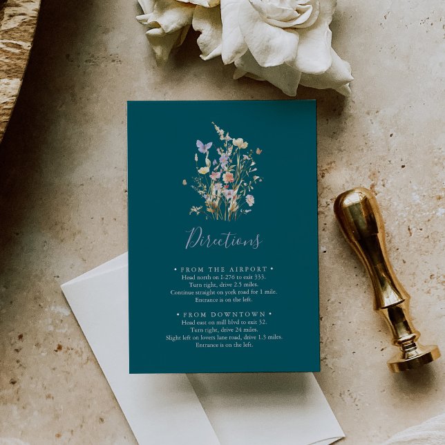 Multicolor Wildflower Green Wedding Directions Enclosure Card (Creator Uploaded)