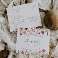 Multicolor Wildflower Menu Choice RSVP Postcard