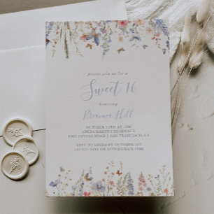 Multicolor Wildflower Sweet 16 Birthday Party Invitation