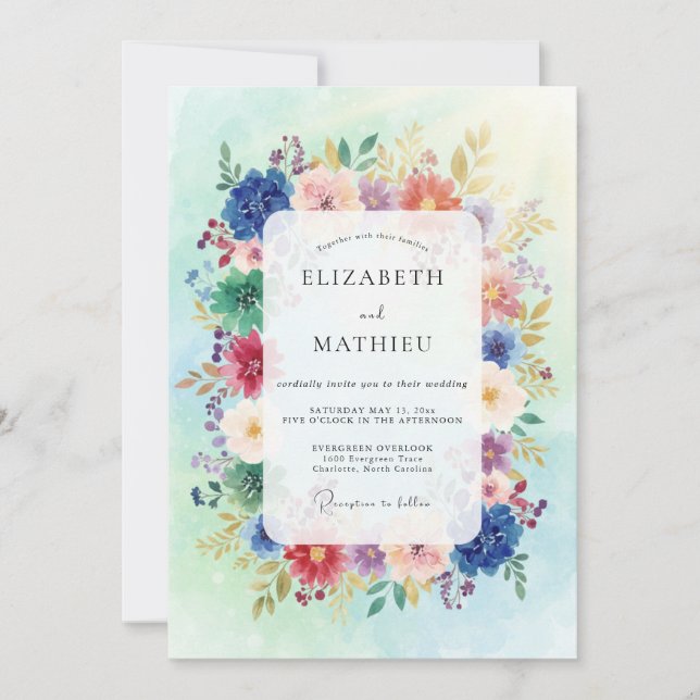 Multicolor Wildflower Wedding Invitation (Front)