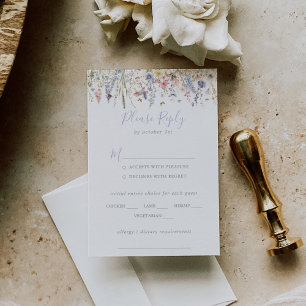 Multicolor Wildflower Wedding Menu Choice RSVP