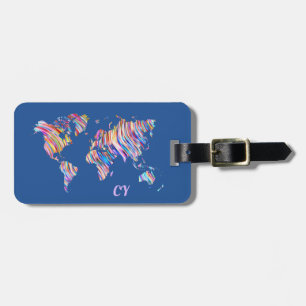 Multicolor World Map Luggage Tag