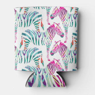 Multicolor Zebra: Fashion Jungle Print. Can Cooler
