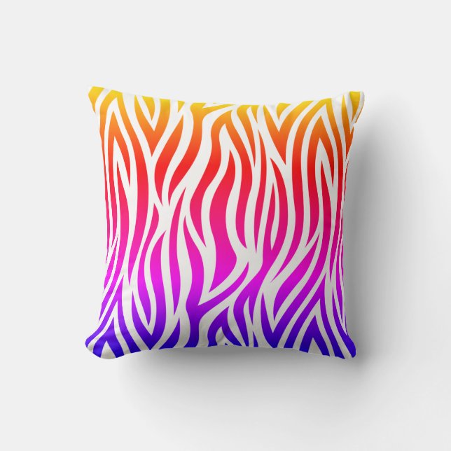 Multicolor Zebra Print Throw Pillow (Front)