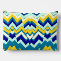 Multicolor zigzag pattern makeup accessory pouch