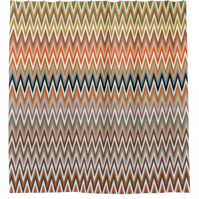 Multicolor Zigzag Pattern Shower Curtain (Front)