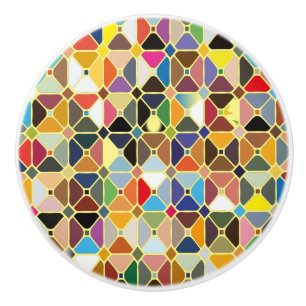 Multicolore geometric patterns with octagon shapes ceramic knob
