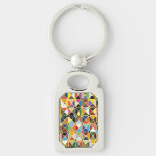 Multicolore geometric patterns with octagon shapes key ring