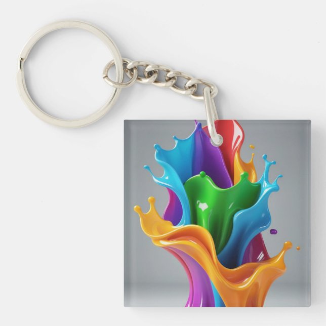 Multicolored Abstract Artwork Keychain  (Front)