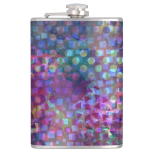 Multicolored Abstract Digital Art Hip Flask