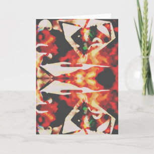 Multicolored Abstract Flower in Red Yellow Black C Card