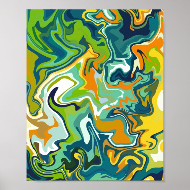 Multicolored Abstract Fluid Motion Poster (Front)