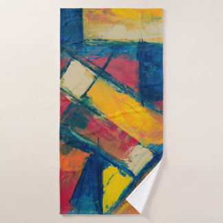 Multicolored abstract painting bath towel