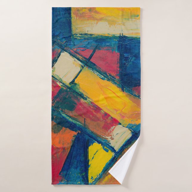 Multicolored abstract painting bath towel (Bath Towel)