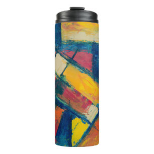 Multicolored abstract painting thermal tumbler